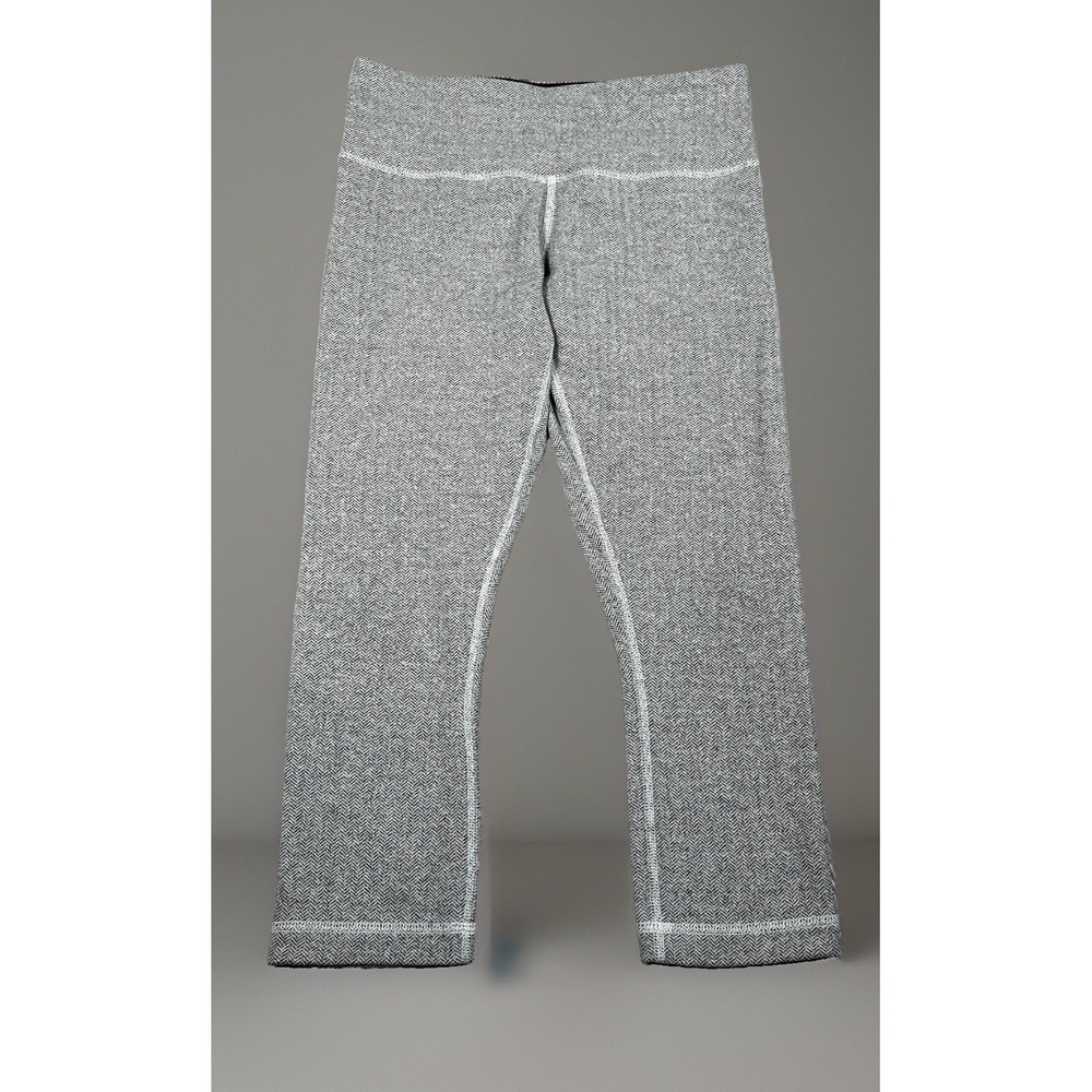 Lululemon Wunder Under Crop Leggings Herringbone Gray Womens Size 6